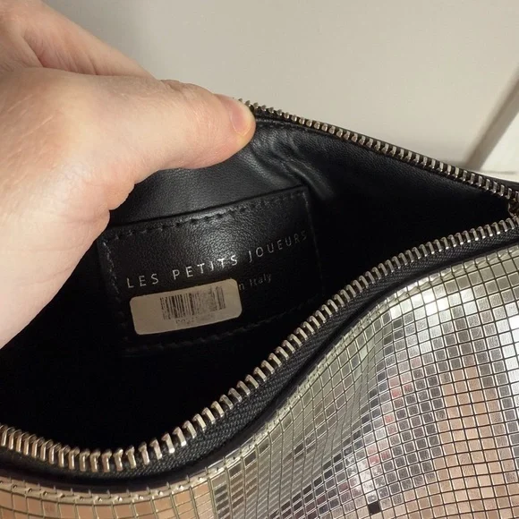 Les Petits Joueur - Emma Disco Handbag - Silver / Black - Picture 10 of 11